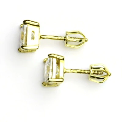 Zlaté náušnice čverec, žluté zlato, čirý zirkon - VE 131