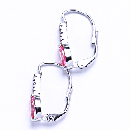 Náušnice bílé i žluté zlato ,čiré zirkony a pink zirkon VE 9