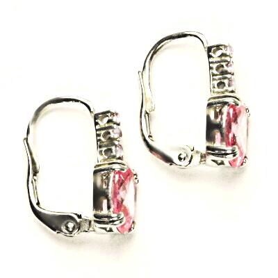 Zlaté náušnice, bílé i žluté zlato, čiré zirkony a pink zirkon - VE 8