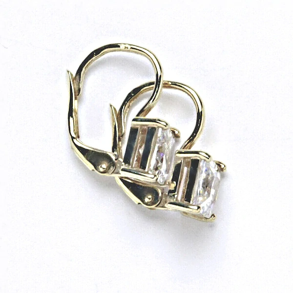 Zlaté náušnice čtverec , žluté zlato , čirý zirkon - VE 130