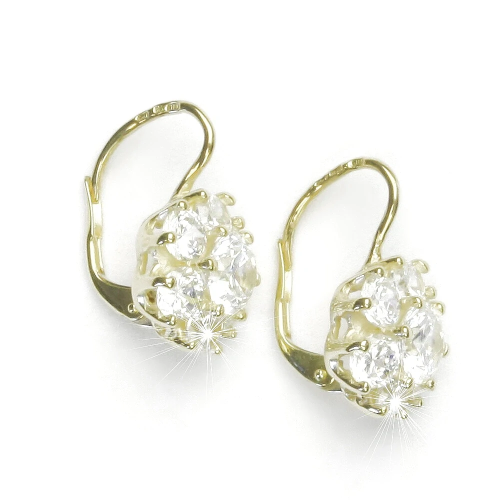Zlaté náušnice, žluté i bílé zlato, čiré zirkony - VE 89
