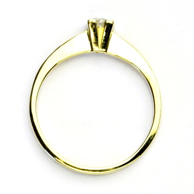 Zlatý prsten s čirým zirkonem, žluté i bílé zlato, T 1204