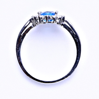 Stříbrný prsten, přírodní topaz swiss, čiré zirkony, T 1495