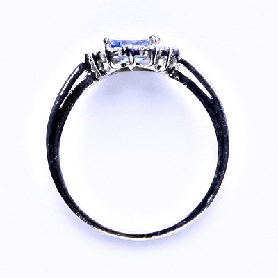 Stříbrný prsten, zirkon akvamarin, čiré zirkony, T 1495