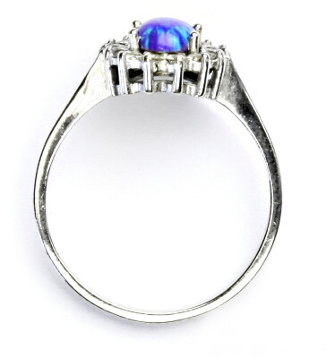 Zlatý prsten, bílé i žluté zlato,Kate, syntetický fialový opál,čiré zirkony, T 1507 