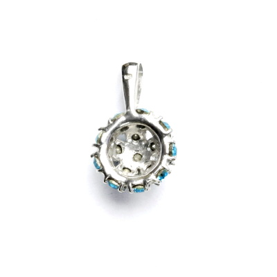 Přívěsek ze stříbra, krystaly Swarovski Light turquise, půlkoule, P 1337