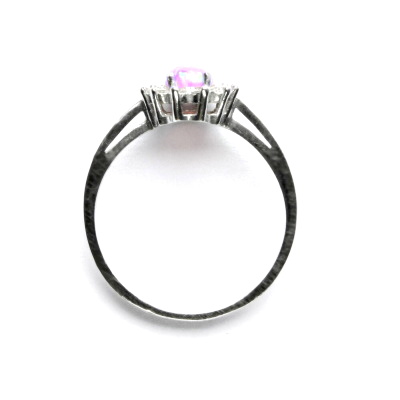 Stříbrný prsten Kate, růžový syntetický opál, čiré zirkony, T 1480