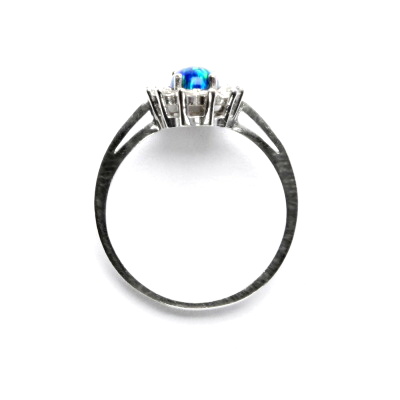 Stříbrný prsten Kate, zelený syntetický opál, čiré zirkony, T 1480