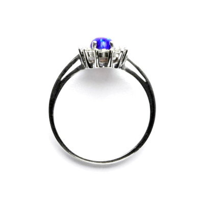 Stříbrný prsten Kate, fialový syntetický opál, čiré zirkony, T 1480