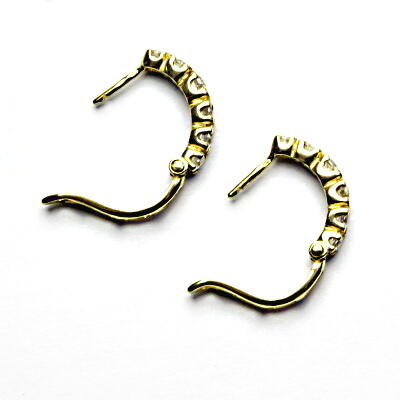 Zlaté náušnice, čiré zirkony, žluté i bílé zlato, VE 56