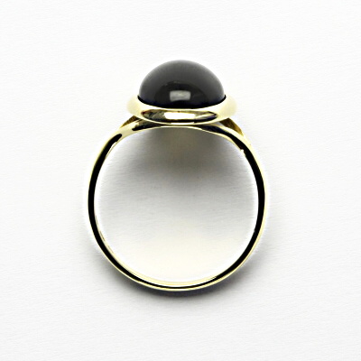 Zlatý prsten ,přírodní černý achát onyx, žluté zlato - T 1454 m
