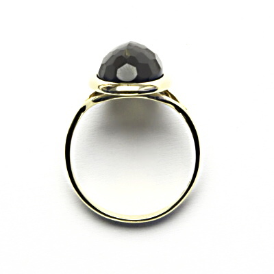 Zlatý prsten, přírodní záhněda šachovnice, žluté zlato - T 1454 m