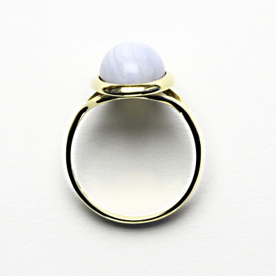 Zlatý prsten, přírodní chalcedon, žluté zlato - T 1454 m