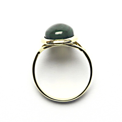 Zlatý prsten, přírodní malachit, žluté zlato - T 1454 m