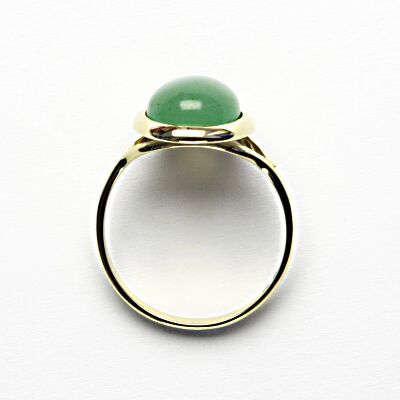 Zlatý prsten, přírodní avanturin, žluté zlato - T 1454 m