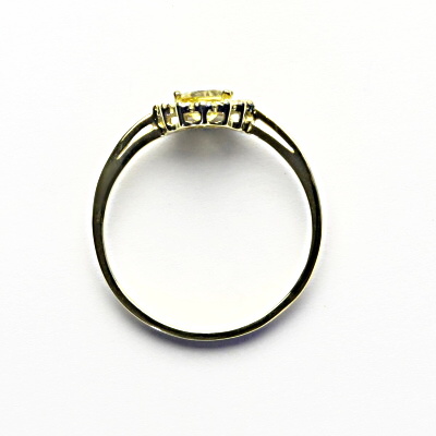 Zlatý prsten, žluté zlato, žlutý zirkon, čiré zirkony, T 1495