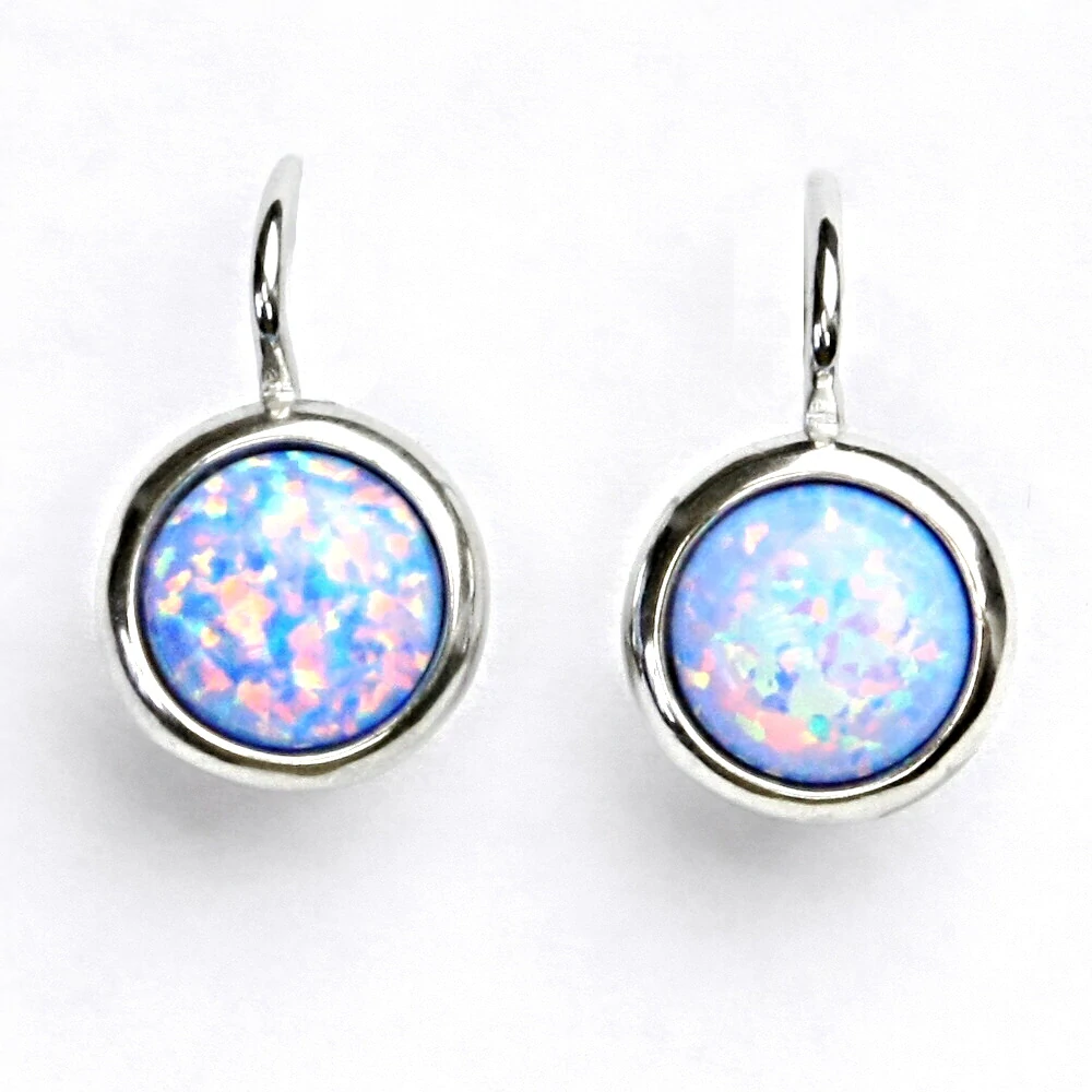 Zlaté náušnice,prsten a přívěsek, bílé i žluté zlato,syntetický tmavě i světle modrý opál - sada NK, T, P 1503 