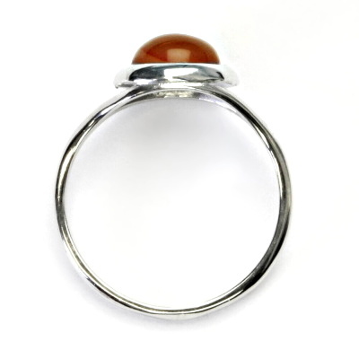 Zlatý prsten, bílé i žluté zlato, přírodní kámen Karneol 8 mm - T 1503