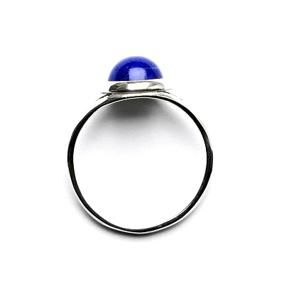 Zlatý prsten, bílé i žluté zlato, přírodní kámen Lapis lazuli 8 mm - T 1503