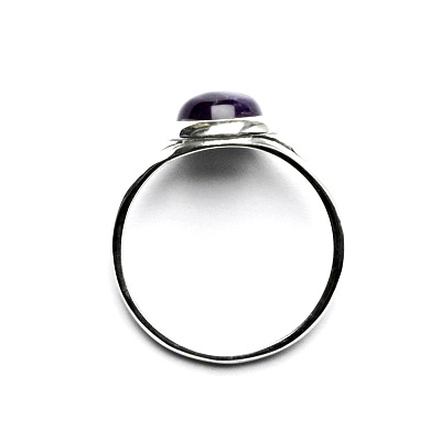 Zlatý prsten, bílé i žluté zlato, přírodní kámen Ametyst tmavý 8 mm - T 1503