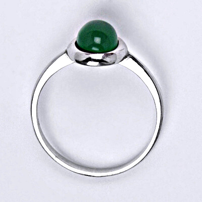 Stříbrný prsten, přírodní kámen Green agate  - T 1355