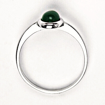 Zlatý prsten, bílé i žluté zlato , přírodní Green agate  - T 1354