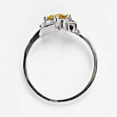 Zlatý prsten přírodní Citrín 5 mm , bílé i žluté zlato - T 1164