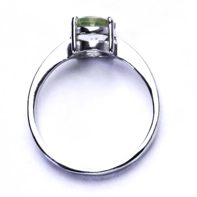 Zlatý prsten, bílé i žluté zlato, přírodní Green ametyst 8 mm - T 1357
