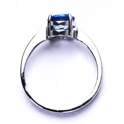 Zlatý prsten, bílé i žluté zlato, přírodní Topaz swiss 8 mm - T 1357