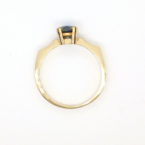 Zlatý prsten, přírodní vltavín, žluté zlato - 2,43 g