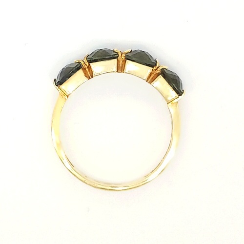 Zlatý prsten, přírodní vltavín, žluté zlato - 2,81 g