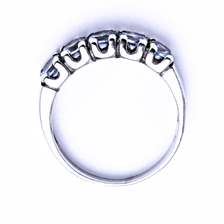 Zlatý prsten, bílé i žluté zlato, zirkony akvamarin -  VR 105