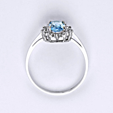 Zlatý prsten Kate, bílé i žluté zlato , přírodní topaz swiss 7x5 mm - VR 247