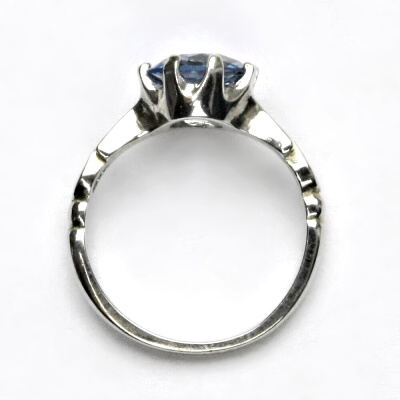 Stříbrný prsten (zásnubní) se zirkonem akvamarin  8 mm T 1261 