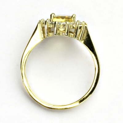 Zlatý prsten, žluté i bílé zlato, Kate, přírodní citrín , čiré zirkony, T 1507