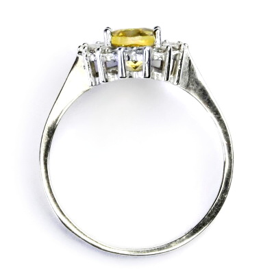 Stříbrný prsten Kate, přírodní citrín , čiré zirkony, T 1507