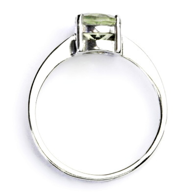 Zlatý prsten, přírodní green ametyst, bílé i žluté zlato - T 1252 