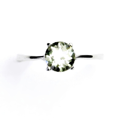 Stříbrný prsten, přírodní green ametyst, prstýnek ze stříbra, T 1252 