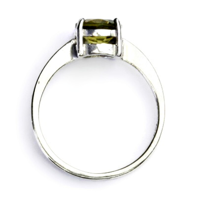 Stříbrný prsten, přírodní olivový křemen, prstýnek ze stříbra, T 1252 