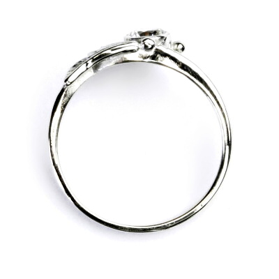 Zlatý prsten, čirý zirkon , bílé i žluté zlato - T 1064