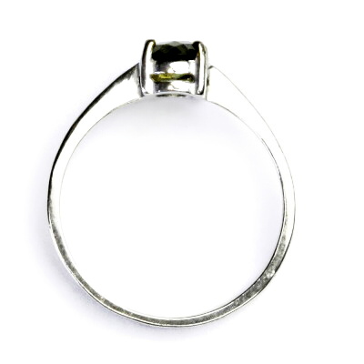 Zlatý prsten, bílé i žluté zlato, přírodní vltavín 7x5 mm - T 1246