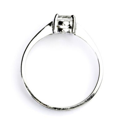 Zlatý prsten, bílé i žluté zlato, čirý zirkon 7x5 mm - T 1246