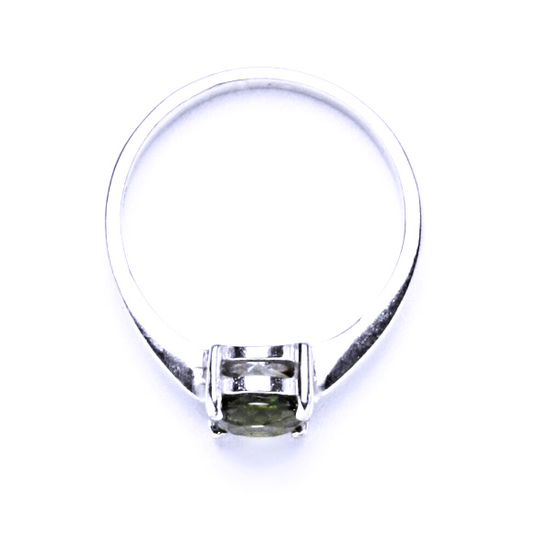 Zlatý prsten, přírodní vltavín 6 mm ,bílé i žluté zlato - T 1250