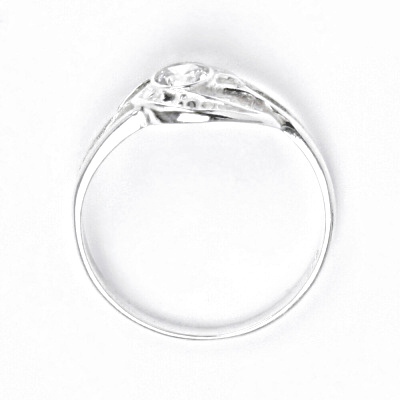Stříbrný prsten, čirý zirkon, prsten ze stříbra  - T 1041 S