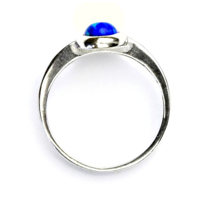 Stříbrný prsten, syntetický tmavě modrý opál - T 1354