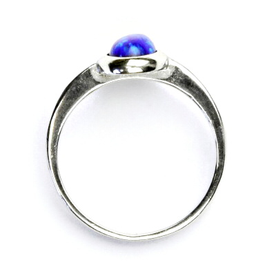 Stříbrný prsten, syntetický fialový opál - T 1354