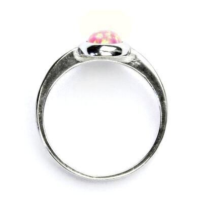 Stříbrný prsten, syntetický růžový opál - T 1354