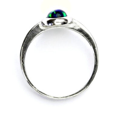 Stříbrný prsten, syntetický zelený opál - T 1354