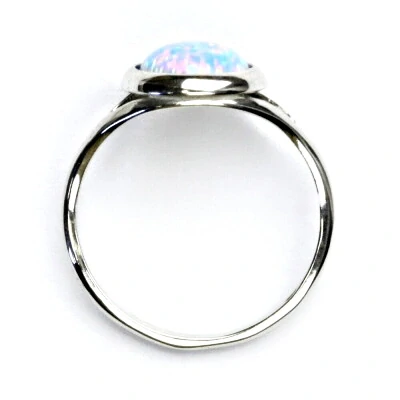 Zlatý prsten, bílé i žluté zlato, syntetický světle modrý opál - T 1503