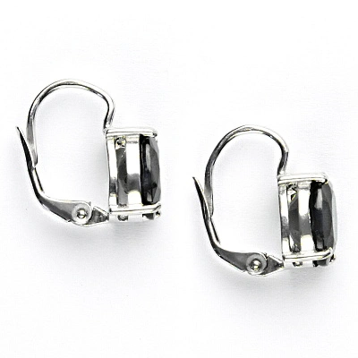 Stříbrné náušnice, přírodní černý safír 10x8 mm - NK 1242